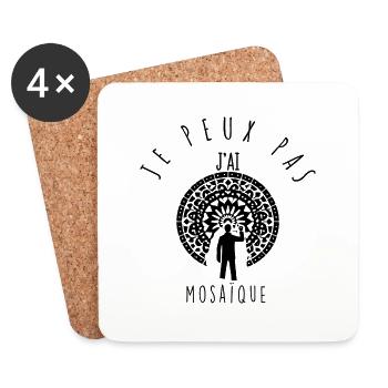 Je peux pas, j'ai mosaïque - Dessous de verre (lot de 4) - blanc - Devant