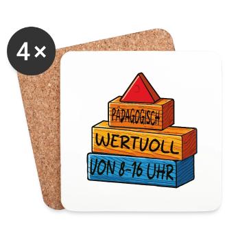 Pädagogisch wertvoll von 8 - 16uhr - Untersetzer (4er-Set) - Weiß - Vorne