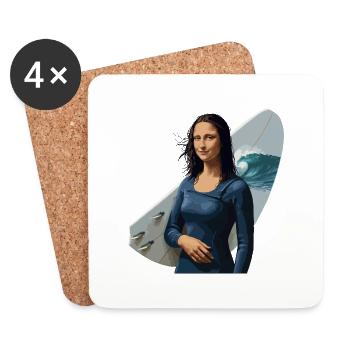 Mona Lisa Surf Babe - Untersetzer (4er-Set) - Weiß - Vorne