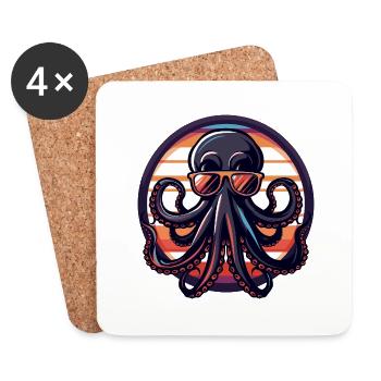 Oktopus Cool Sommer - Untersetzer (4er-Set) - Weiß - Vorne