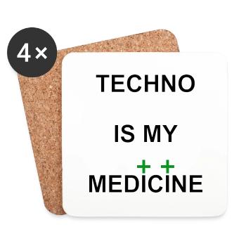 TechnoIsMyMedicine - Untersetzer (4er-Set) - Weiß - Vorne