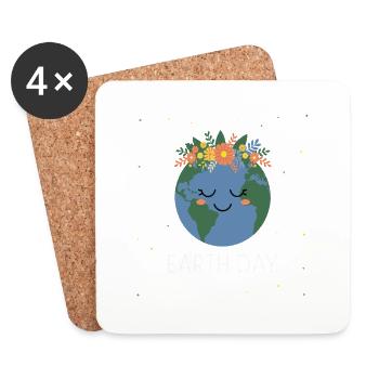 Smiling Floral Earth - Coasters (set of 4) - white - Front