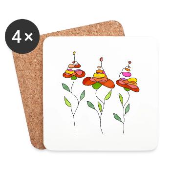Blumen - Untersetzer (4er-Set) - Weiß - Vorne