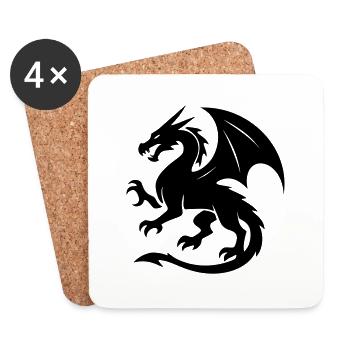 Dragon (black) - Coasters (set of 4) - white - Front