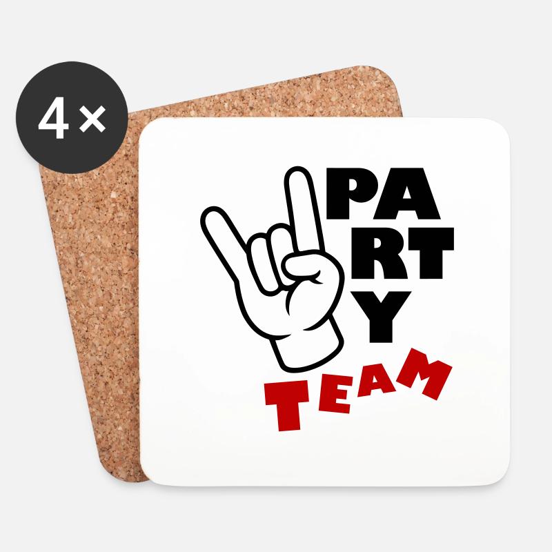 Party Team Lustig - Untersetzer (4er-Set) - Weiß