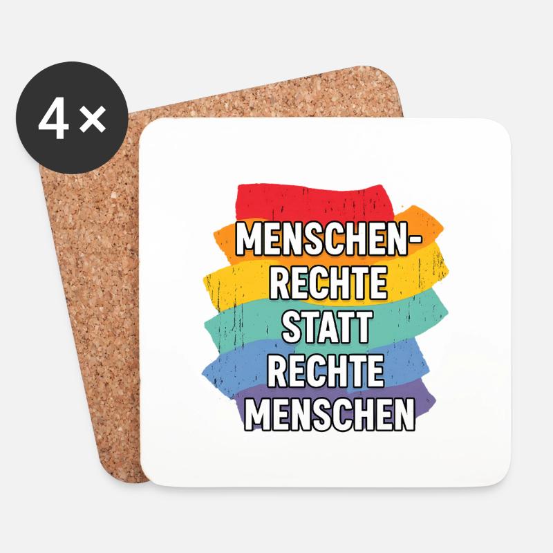 Menschenrechte statt rechte Menschen - Untersetzer (4er-Set) - Weiß