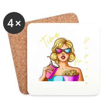 Time for Popcorn - Untersetzer (4er-Set) - Weiß - Vorne