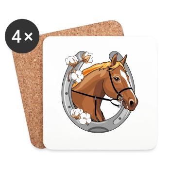 Horse head with a red mane in a frame - Coasters (set of 4) - white - Front