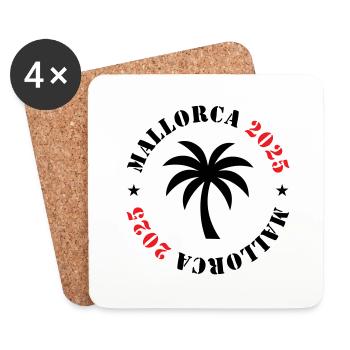 Mallorca 2025 Palme - Untersetzer (4er-Set) - Weiß - Vorne