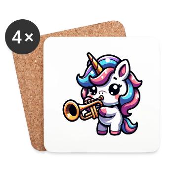 La licorne joue de la trompette comme par magie - Dessous de verre (lot de 4) - blanc - Devant