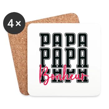 Papa Bonheur - Dessous de verre (lot de 4) - blanc - Devant