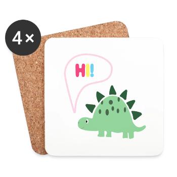 Hi Dino - Geschenkidee - Kindermode - Untersetzer (4er-Set) - Weiß - Vorne