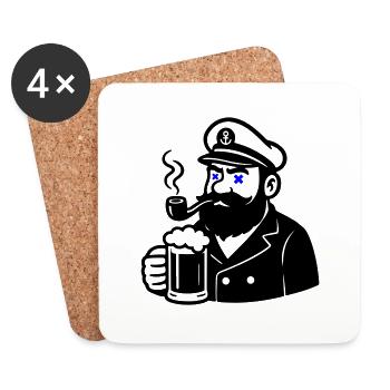 Capitaine Bière - Dessous de verre (lot de 4) - blanc - Devant