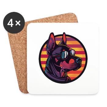 Doberman Dog Cool Comic - Coasters (set of 4) - white - Front
