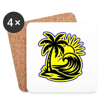 Palmier d’été de l’île - Dessous de verre (lot de 4) - blanc - Devant