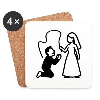 Couple marié Mariage Fouet - Dessous de verre (lot de 4) - blanc - Devant
