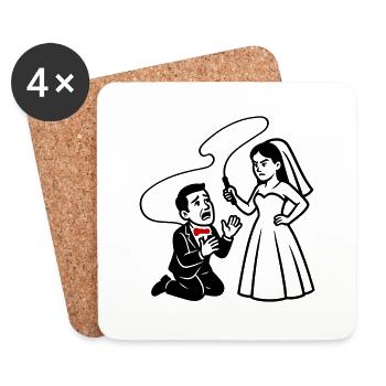 Couple marié Mariage Fouet - Dessous de verre (lot de 4) - blanc - Devant