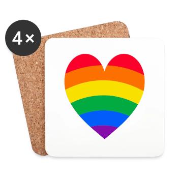 Rainbow Heart - Coasters (set of 4) - white - Front