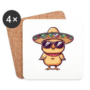 Chicks Chicken Comic Funny Sombrero - Coasters (set of 4) - white - Front