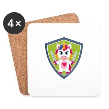 Licorne Ange Gardien - Dessous de verre (lot de 4) - blanc - Devant