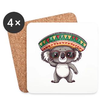 Koala Comic Lustig Sombrero - Untersetzer (4er-Set) - Weiß - Vorne