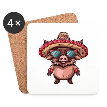 Sombrero de porc Sanglier - Dessous de verre (lot de 4) - blanc - Devant