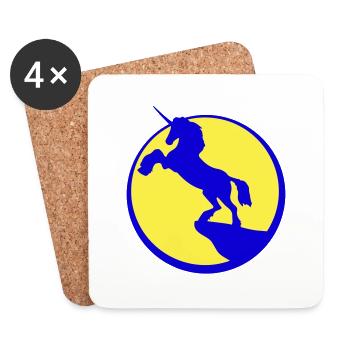 Einhorn Klippe Mond Berg Nacht Umriss Silhouette - Untersetzer (4er-Set) - Weiß - Vorne