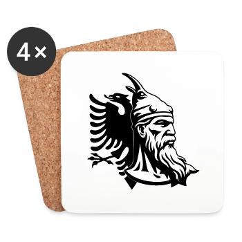 Albania and Skanderbeg Face and Flag - Coasters (set of 4) - white - Front