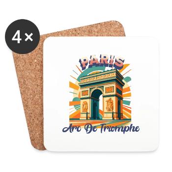 Urban Retro Dreams – ARC DE TRIOMPHE - Paris - Coasters (set of 4) - white - Front