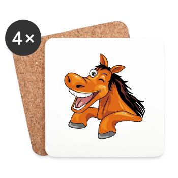 Drôle de coup d’œil cheval rieur - Dessous de verre (lot de 4) - blanc - Devant