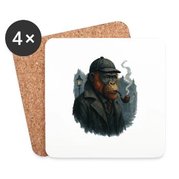 Sherlock Orang Utan Holmes - Untersetzer (4er-Set) - Weiß - Vorne