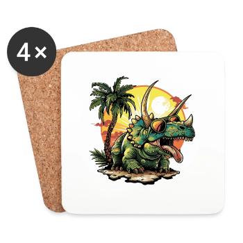 Dinosaurier triceratops Sommer - Untersetzer (4er-Set) - Weiß - Vorne