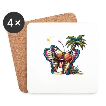 Vacances d’été papillon - Dessous de verre (lot de 4) - blanc - Devant