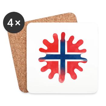 Drapeau de la Norvège Peinture Blobs Blobs - Dessous de verre (lot de 4) - blanc - Devant