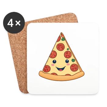 Tranche de pizza douillette - Dessous de verre (lot de 4) - blanc - Devant