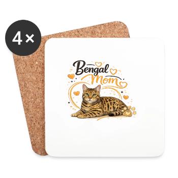 Bengal Mom Katzenherz Design - Untersetzer (4er-Set) - Weiß - Vorne