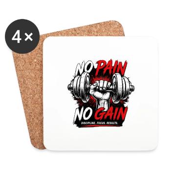 No Pain No Gain Power Lifting - Coasters (set of 4) - white - Front