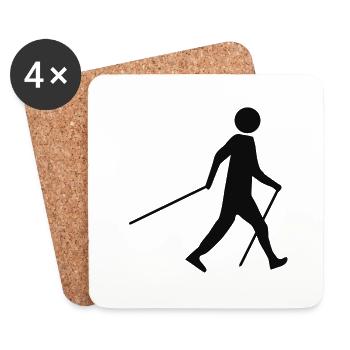 Nordic Walker - Wandern - Spazieren - Untersetzer (4er-Set) - Weiß - Vorne