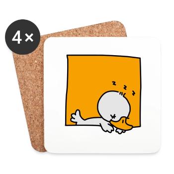 little duck sleeping (3 colors) - Coasters (set of 4) - white - Front