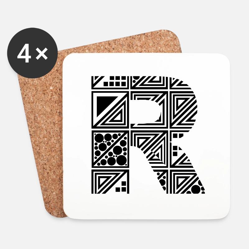 letter R - Coasters (set of 4) - white