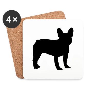 French Bulldog - Frenchie - Coasters (set of 4) - white - Front
