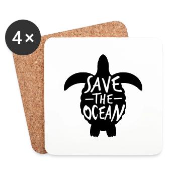 Save the ocean Schildkröte - Untersetzer (4er-Set) - Weiß - Vorne