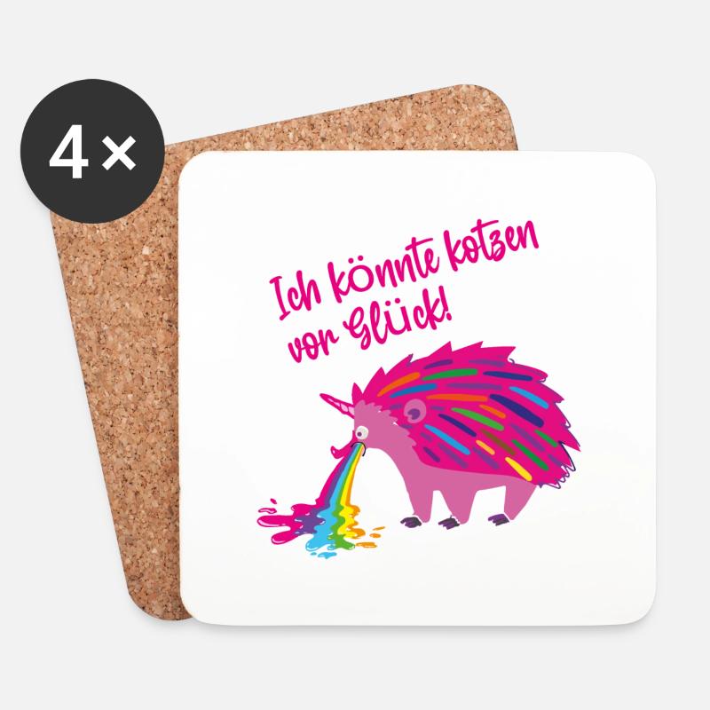 kotzen vor glück,igel,regenbogen,kotzen,glück - Untersetzer (4er-Set) - Weiß