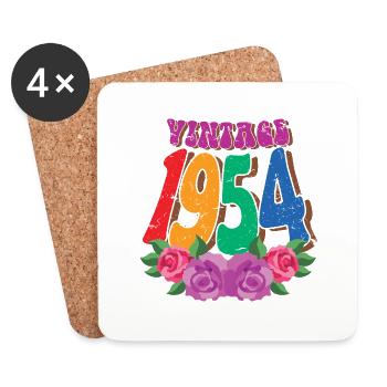 Vintage 1954 70th Birthday For Women 70 Years Old - Coasters (set of 4) - white - Front