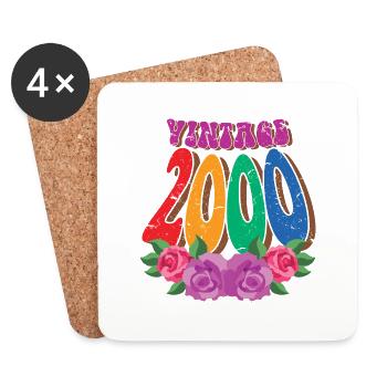 Retro Flower 2000, 22 ans Cadeau de 22ème anniversaire - Dessous de verre (lot de 4) - blanc - Devant
