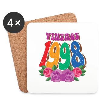 Retro Blume 1998, 24 Jahre alt 24. Geburtstag Geschenk - Untersetzer (4er-Set) - Weiß - Vorne