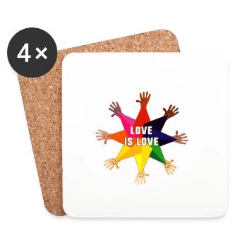 human,LGBT,Rainbow,love is love,colorful star - Coasters (set of 4) - white - Front