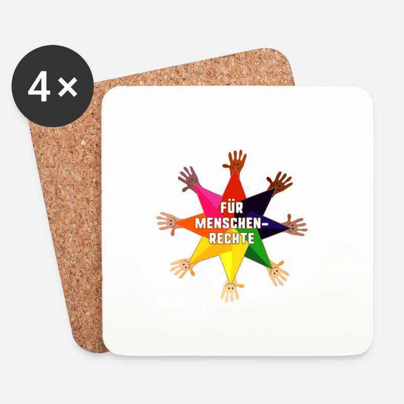 menschenrechte,human,LGBT,Regenbogen,Hände, Stern, - Untersetzer (4er-Set) - Weiß