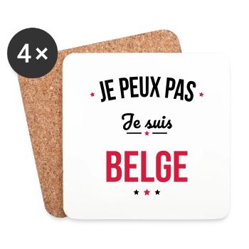 Je peux pas je suis Belge - Dessous de verre (lot de 4) - blanc - Devant