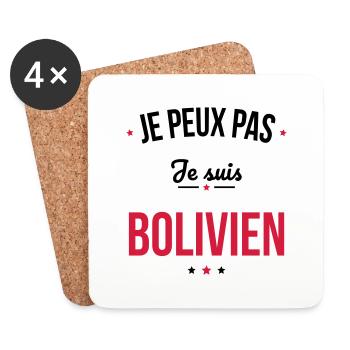 Je peux pas je suis Bolivien - Dessous de verre (lot de 4) - blanc - Devant